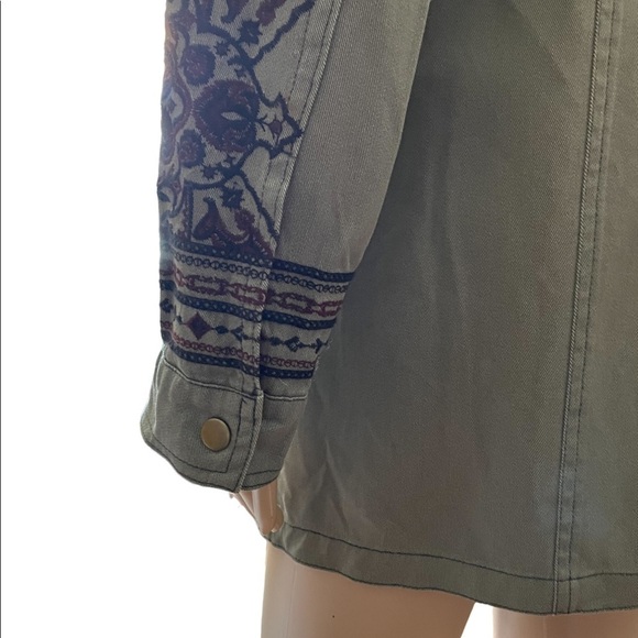 Knox Rose green long sleeve embroidered tie waist shacket size medium - Picture 7 of 15